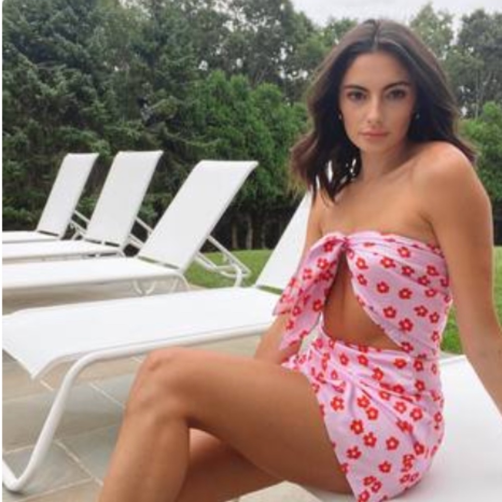 Princess Polly Pink and Red Flower Scarf Top